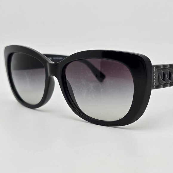 Coach HC8154 L950 500211 Black Frame Grey Gradient Lens Cat Eye Sunglasses 57mm - Picture 1 of 15